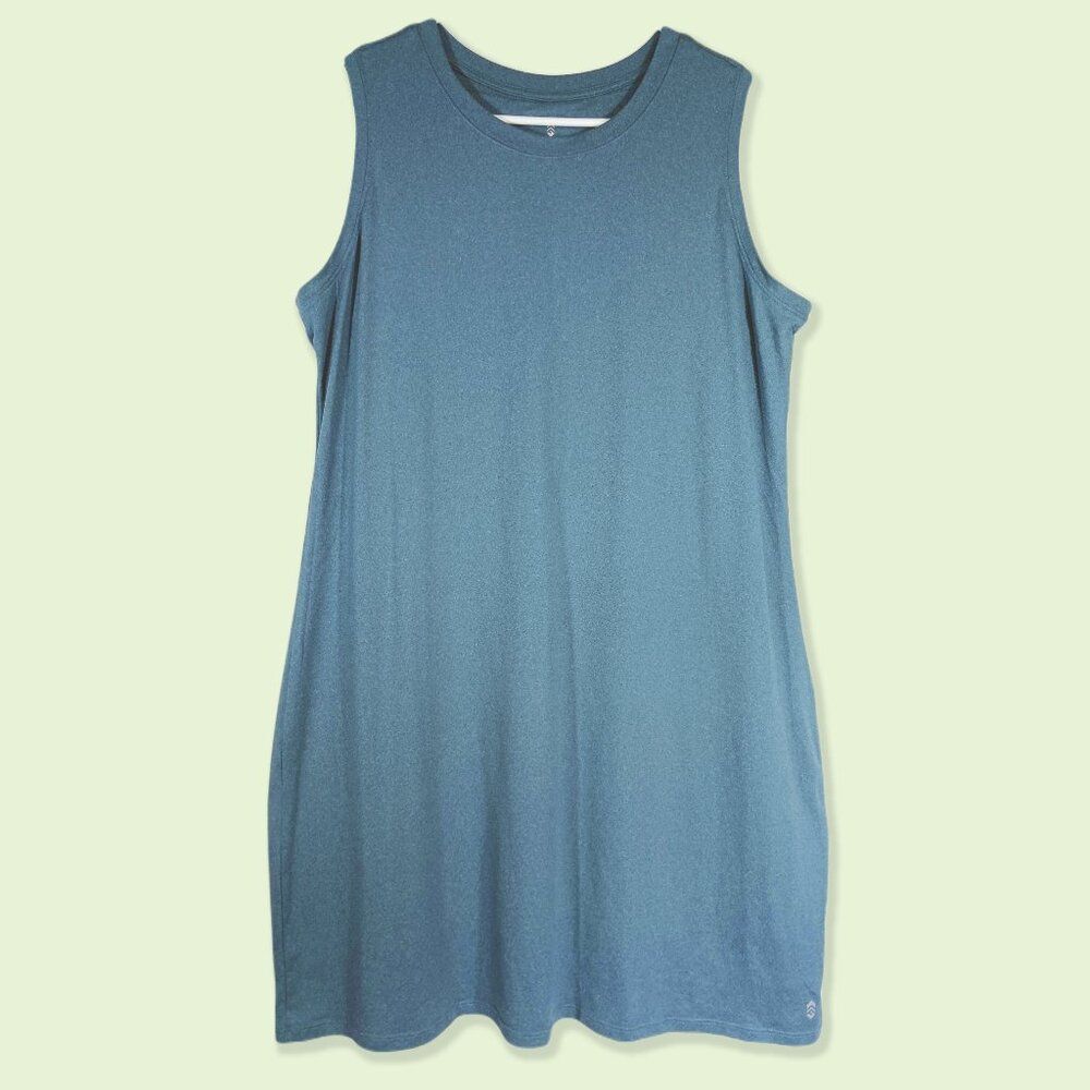 Free Country Women's Size XL Microtech Chill B Cool Tank Dress Blue-Green